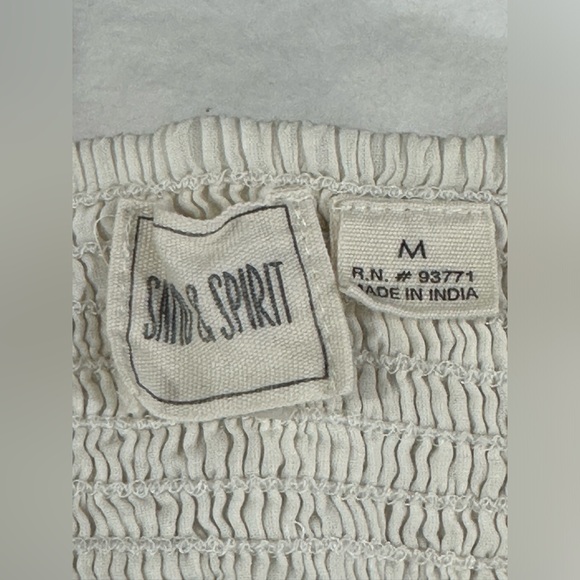 SAND & SPIRIT STRAPLESS COVERUP Ivory Embroidered Crochet Lace Boho Summer Dress - Picture 8 of 10